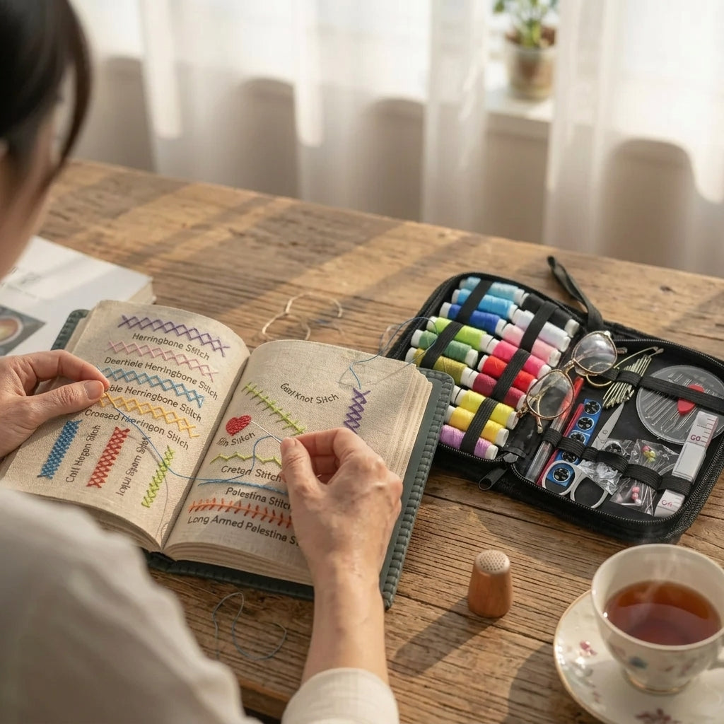 Quiet Thread Stitch Sampler — Beginner Embroidery Pattern Book