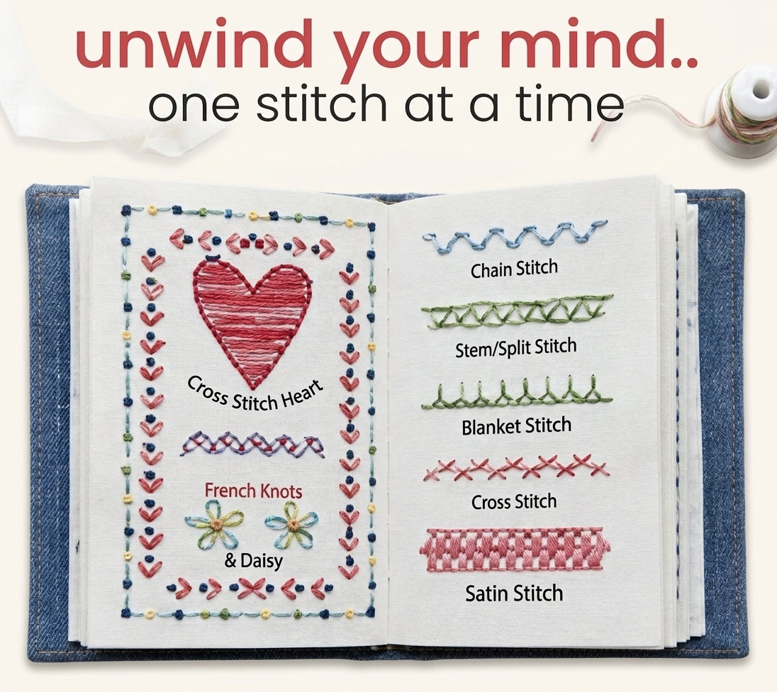 Quiet Thread Stitch Sampler — Beginner Embroidery Pattern Book