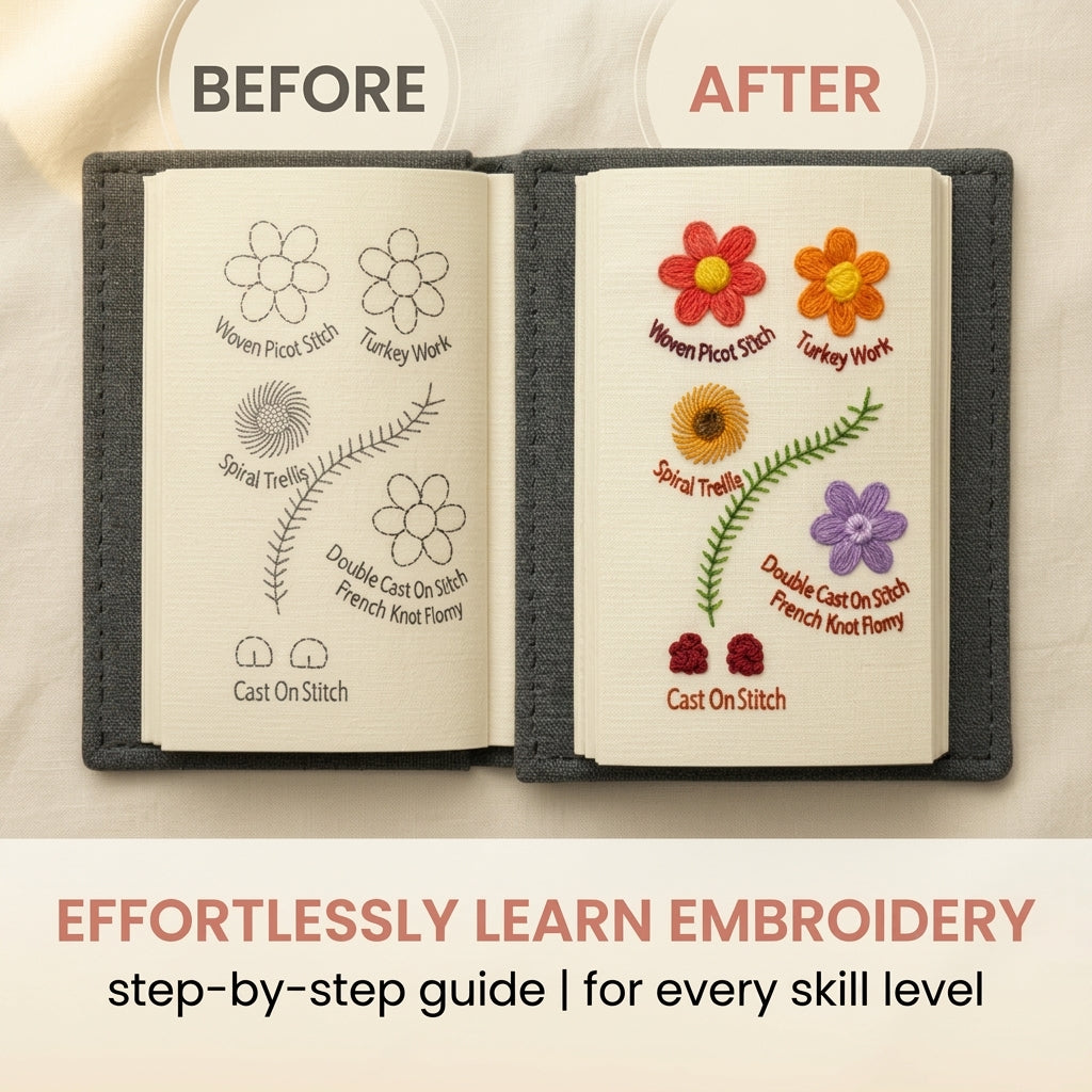 Quiet Thread Stitch Sampler — Beginner Embroidery Pattern Book